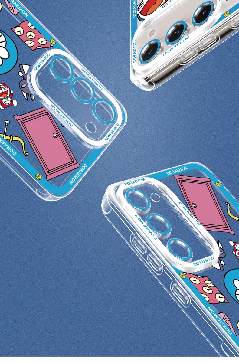 Japanese Cartoon Blue Robot Cat | Full Screen Doraemon & Bell - Phone Case Samsung Galaxy S25 S24 S23 S22 S21 FE Ultra Edge