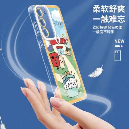 Japanese Cartoon Chiikawa | Chiikawa Hachiware Usagi Jump - Phone Case Samsung Galaxy S25 S24 S23 S22 S21 FE Ultra Edge