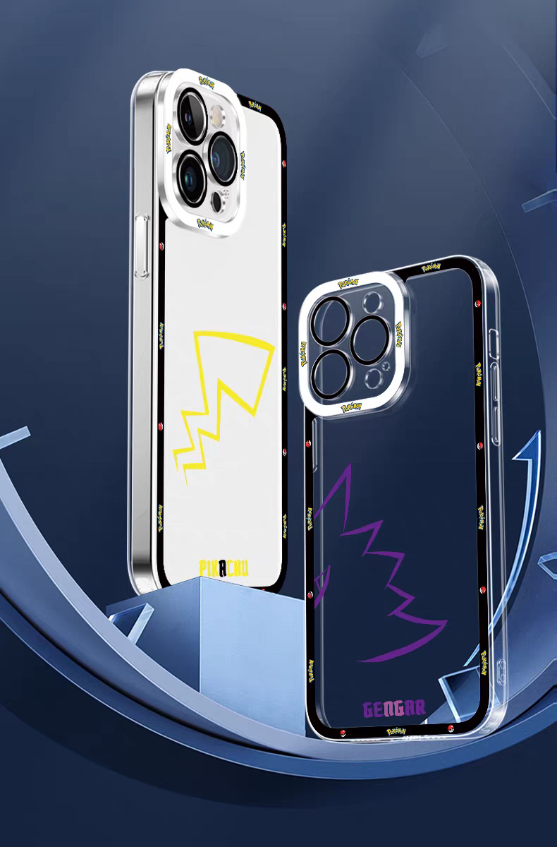 Japan Cartoon Pokemon Colourful Tail Version | Pikachu Gengar Charmander Squirtle Mew Bulbasaur Eevee Psyduck 8 Styles - iPhone Case PLUS SE2 XS XR X 11 12 13 14 15 16 16e 17 17e Pro Promax 12mini 13mini