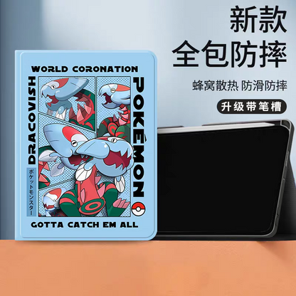 Japanese Cartoon Pokemon Protect Case World Coronation with Pen Holder | Dracovish - iPad Mini 4,5,6,7 / iPad Air / iPad Pro 2025 2024 2022 2021 2020 2018