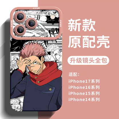 Japanese Anime Jujutsu Kaisen Silicone Case Comic Background Version | Yuji Ryomen Sukuna Toji Mahito Maki - iPhone Case PLUS SE2 XS XR X 11 12 13 14 15 16 16e 17 17e Pro Promax 12mini 13mini