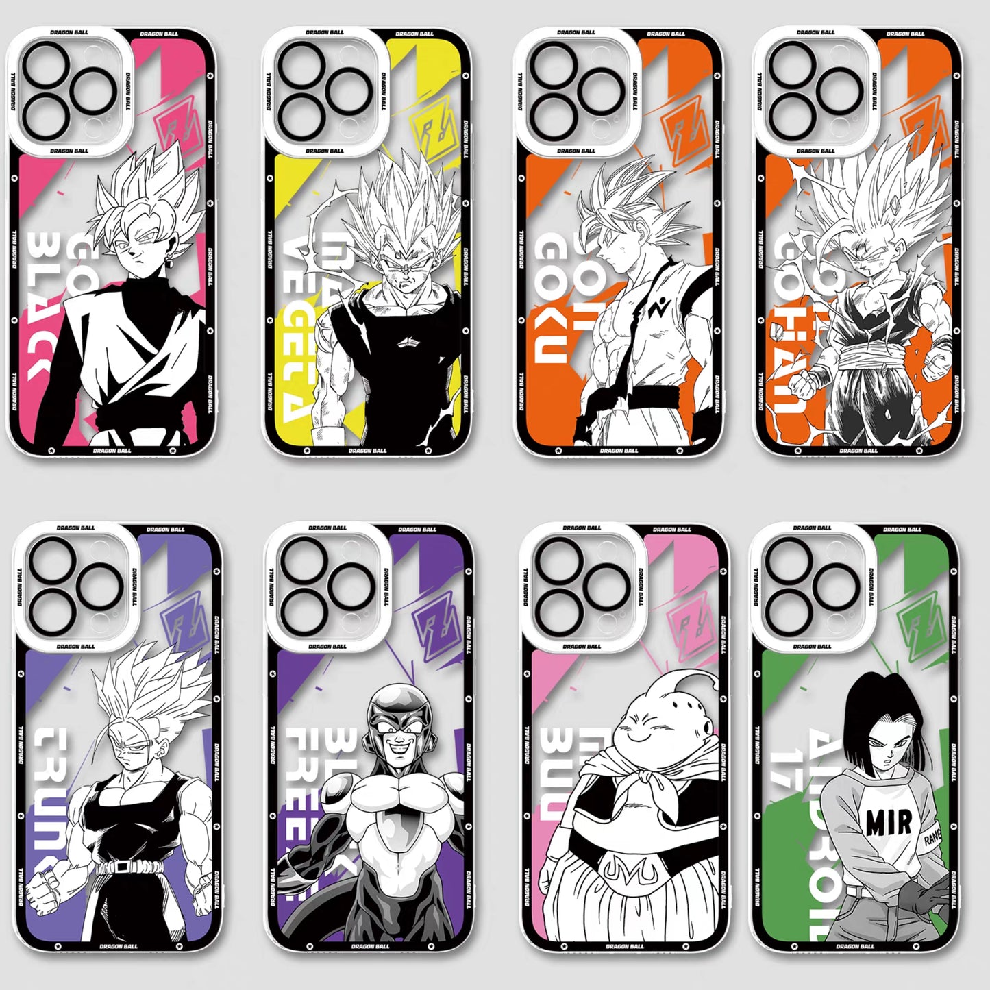 Japanese Anime Dragon Ball Comic Colour Background Version | Son Goku Vegeta Son Gohan Trunks Majin Buu Black Frieza Android 17 8 Styles - iPhone Case PLUS SE2 XS XR X 11 12 13 14 15 16 16e 17 17e Pro Promax 12mini 13mini