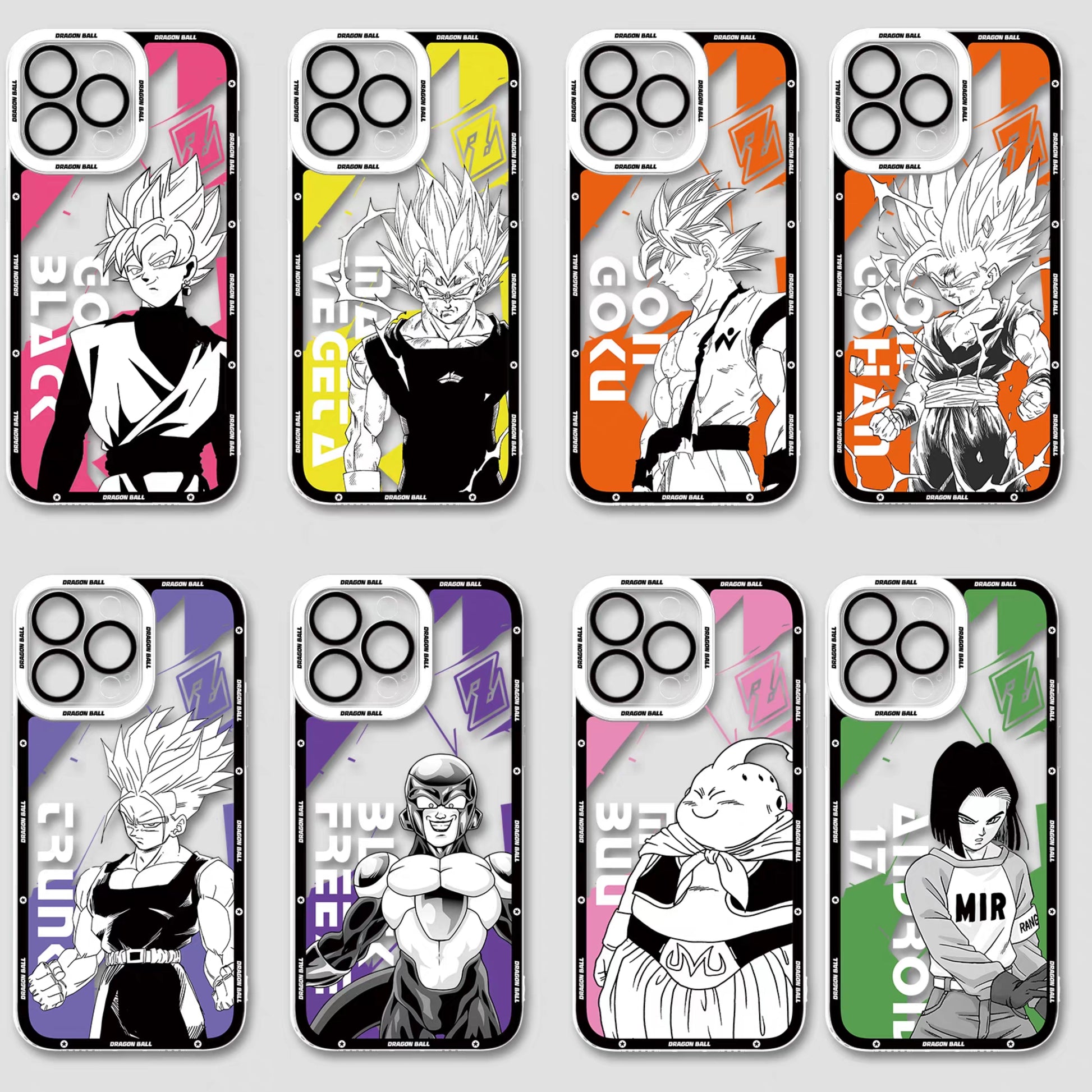 Japanese Anime Dragon Ball Comic Colour Background Version | Son Goku Vegeta Son Gohan Trunks Majin Buu Black Frieza Android 17 8 Styles - iPhone Case PLUS SE2 XS XR X 11 12 13 14 15 16 16e 17 17e Pro Promax 12mini 13mini