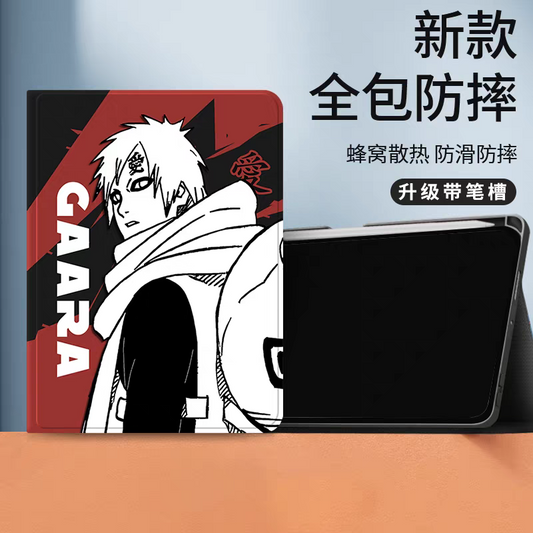 Japanese Anime Naruto Ninja Comic Style Protect Case with Pen Holder | Gaara Brown Red - iPad Mini 4,5,6,7 / iPad Air / iPad Pro 2025 2024 2022 2021 2020 2018