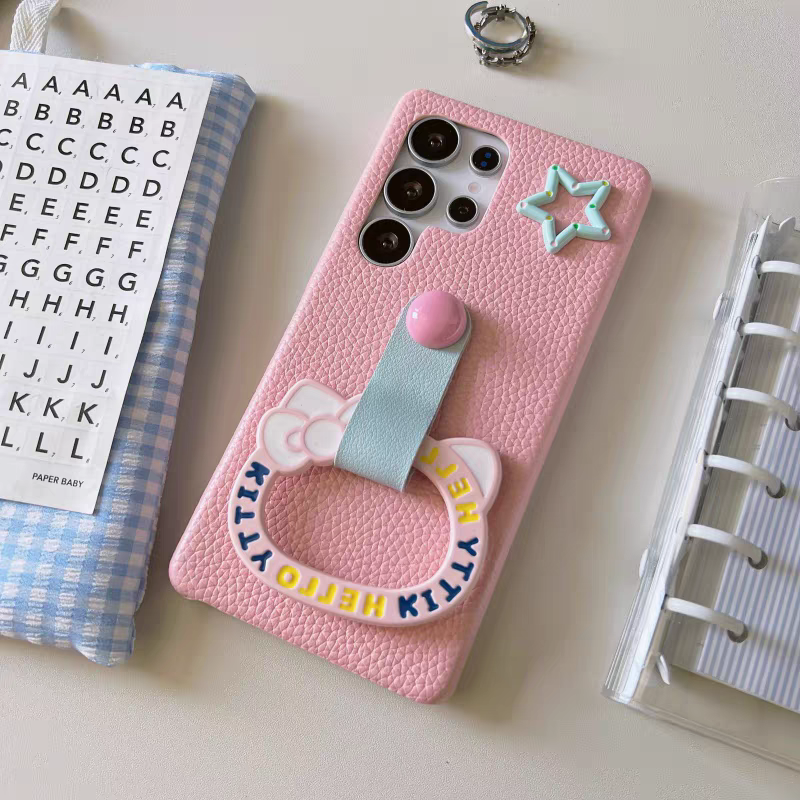 Japan Cartoon | Hello Kitty with Ring Pink Purple Hot Pink - Phone Case Samsung Galaxy S25 S24 S23 S22 S21 Plus Ultra KawaiiGiftLand