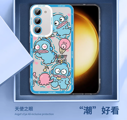 Japanese Cartoon Sanrio Friends Fun Emo Full Screen | Hello Kitty My Melody Kuromi Cinnamoroll Pompompurin Pochacco Hangyodon - Phone Case Samsung Galaxy S26 S25 S24 S23 S22 S21 FE Ultra Edge