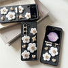 Korean Fashion Style | Black with 3D Daisy Little Flower - Phone Case Samsung Galaxy Z Fold Flip 3 4 5 6 7 W25 W24 W23 W22