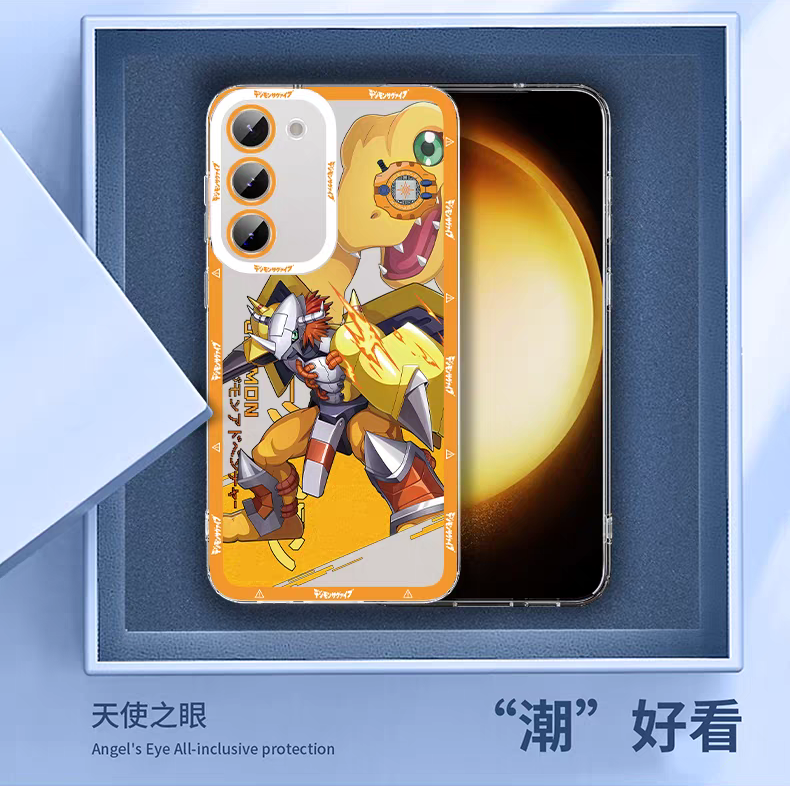 Japanese Cartoon Digimon Adventure Digital Monster Digivice Version | Metal Garurumon - Phone Case Samsung Galaxy S25 S24 S23 S22 S21 FE Ultra Edge