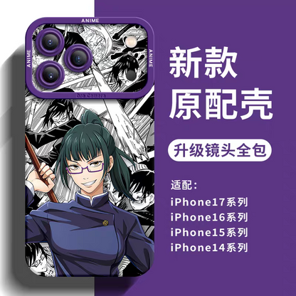Japanese Anime Jujutsu Kaisen Silicone Case Comic Background Version | Yuji Ryomen Sukuna Toji Mahito Maki - iPhone Case PLUS SE2 XS XR X 11 12 13 14 15 16 16e 17 17e Pro Promax 12mini 13mini