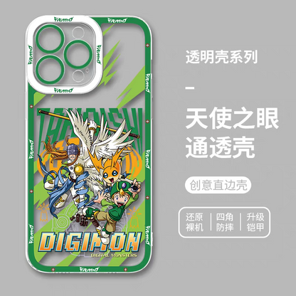 Japanese Cartoon Digimon Adventure Digital Monster Clean Case | 1st Generation 8 Characters with Digimon - iPhone Case PLUS SE2 XS XR X 11 12 13 14 15 16 16e 17 17e Pro Promax 12mini 13mini