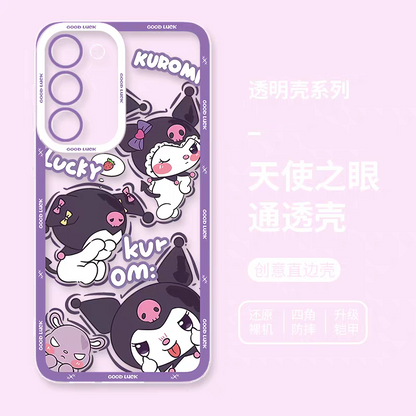 Japanese Cartoon Sanrio Friends Fun Emo Full Screen | Hello Kitty My Melody Kuromi Cinnamoroll Pompompurin Pochacco Hangyodon - Phone Case Samsung Galaxy S26 S25 S24 S23 S22 S21 FE Ultra Edge