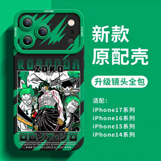 Japanese Cartoon One Piece Silicone Case Gear Forms Version | Zoro - iPhone Case 6 7 8 PLUS SE2 XS XR X 11 12 13 14 15 16 16e 17 Pro Promax 12mini 13mini