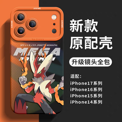 Japanese Cartoon Pokemon Silicone Case Mega Version | Blaziken - iPhone Case 6 7 8 PLUS SE2 XS XR X 11 12 13 14 15 16 16e 17 Pro Promax 12mini 13mini