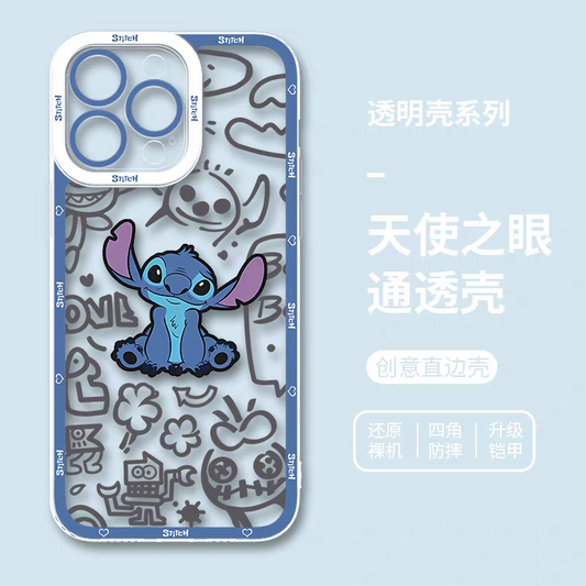 Cute Cartoon Stitch | Graffiti Drawing - iPhone Case PLUS SE2 XS XR X 11 12 13 14 15 16 17 Pro Promax 12mini 13mini