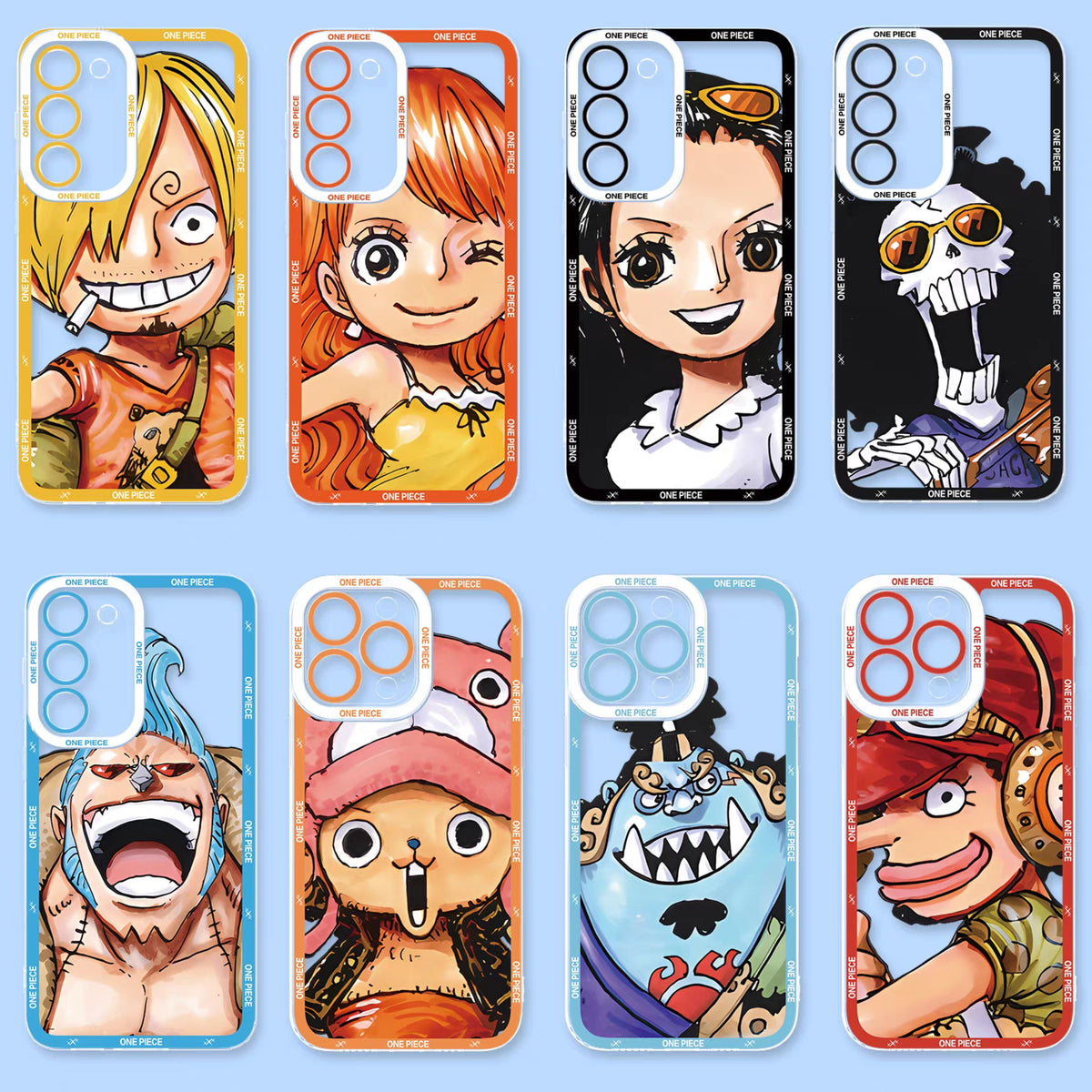 Japanese Anime One Piece Big Face Version Part1 | Sanji Nami Robin Jinbe Chopper Franky Brook Usopp 8 Styles - Phone Case Samsung Galaxy S26 S25 S24 S23 S22 S21 FE Ultra Edge