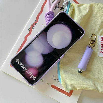Japanese Cartoon Pokemon | Ditto Purple with Phone Stand - Phone Case Samsung Galaxy Z Flip 3 4 5 KawaiiGiftLand