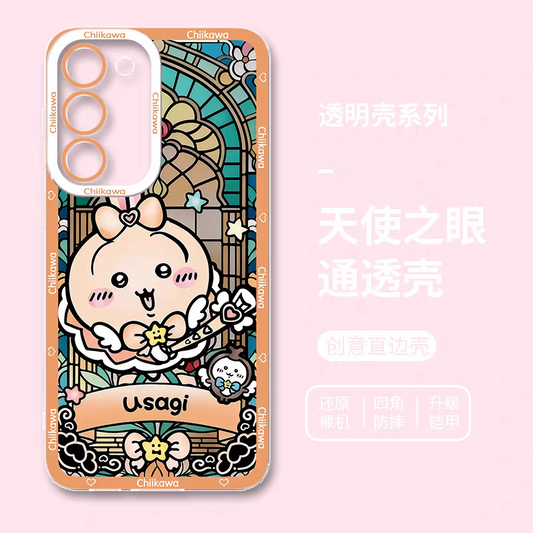 Japanese Cartoon Chiikawa Magic Girl Glass Window | Usagi - Phone Case Samsung Galaxy S25 S24 S23 S22 S21 FE Ultra Edge21 FE Ultra Edge