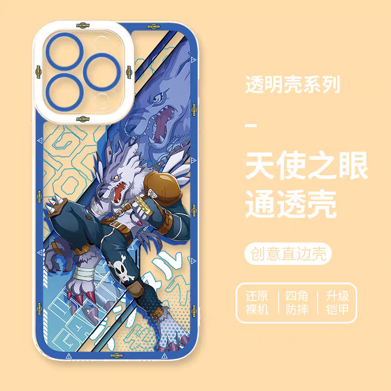 Japanese Cartoon Digimon Adventure Digital Monster Perfect Ultimate Version | Metal Greymon Were Garurumon Angemon Angewomon Zudomon Garudamon Kabuterimon Lillymon - iPhone Case PLUS SE2 XS XR X 11 12 13 14 15 16 16e 17 17e Pro Promax 12mini 13mini