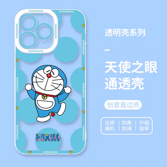 Japanese Cartoon Blue Robot Cat | Doraemon Happy Smile - iPhone Case PLUS SE2 XS XR X 11 12 13 14 15 16 17 Pro Promax 12mini 13mini