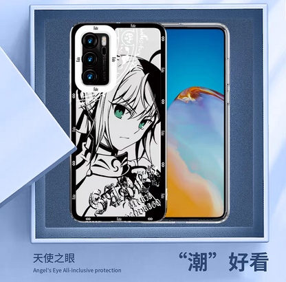 Japanese Anime Fate Stay Night Black Drawing with Colour Eyes Style | Gilgamesh Saber Mash Ishtar EMIYA Tohsaka Rin Astolfo Joan of Arc - Phone Case Samsung Galaxy S26 S25 S24 S23 S22 S21 FE Ultra Edge