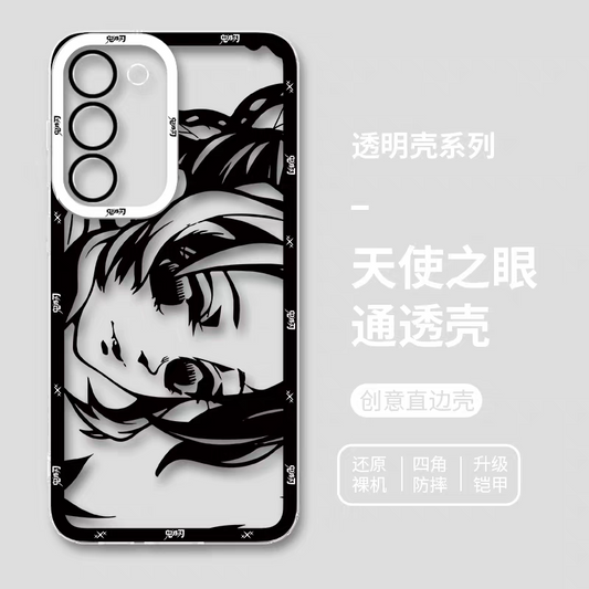 Japanese Anime Kimetsu no Yaiba Demon Slayer | White & Black Draft Style Kocho Shinobu - Phone Case Samsung Galaxy S25 S24 S23 S22 S21 FE Ultra Edge