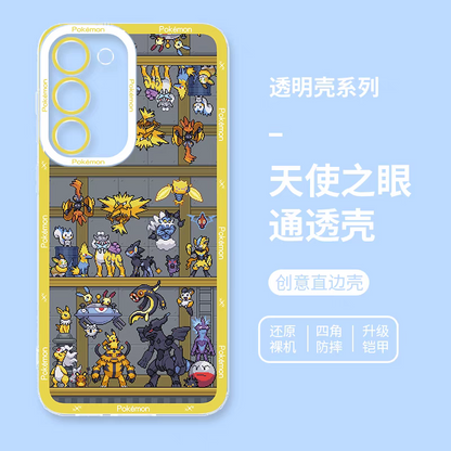 Japan Cartoon Pokemon Pixel Group Verison | Electric Type - Phone Case Samsung Galaxy S25 S24 S23 S22 S21 FE Ultra
