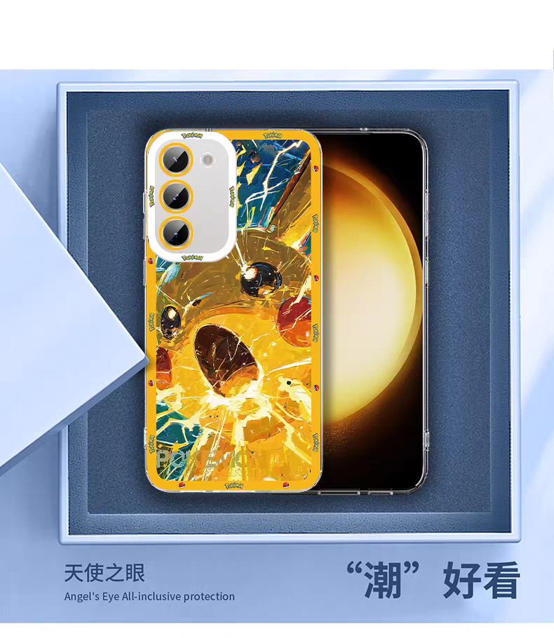 Japan Cartoon Pokemon Fighting Soul Version Part1 | Pikachu Gengar Eevee Charmander Mewtwo Squirtle Psyduck Lucario 8 Styles - Phone Case Samsung Galaxy S26 S25 S24 S23 S22 S21 FE Ultra Edge