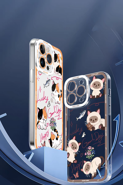 Japan Style Simple Cute Animals Style | Cats & Dogs Lucky Day 8 Styles - iPhone Case PLUS SE2 XS XR X 11 12 13 14 15 16 16e 17 17e Pro Promax 12mini 13mini