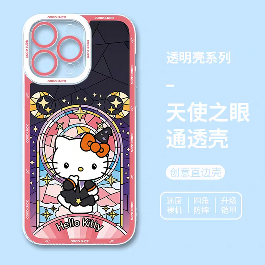 Japan Cartoon Halloween Glass Window Version | Hello Kitty - iPhone Case 6 7 8 PLUS SE2 XS XR X 11 12 13 14 15 16 16e 17 Pro Promax 12mini 13mini