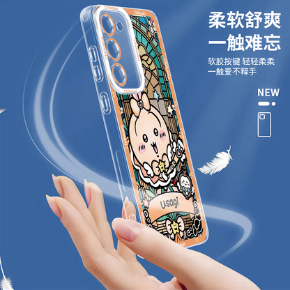 Japanese Cartoon Chiikawa Magic Girl Glass Window | Usagi - Phone Case Samsung Galaxy S25 S24 S23 S22 S21 FE Ultra Edge21 FE Ultra Edge