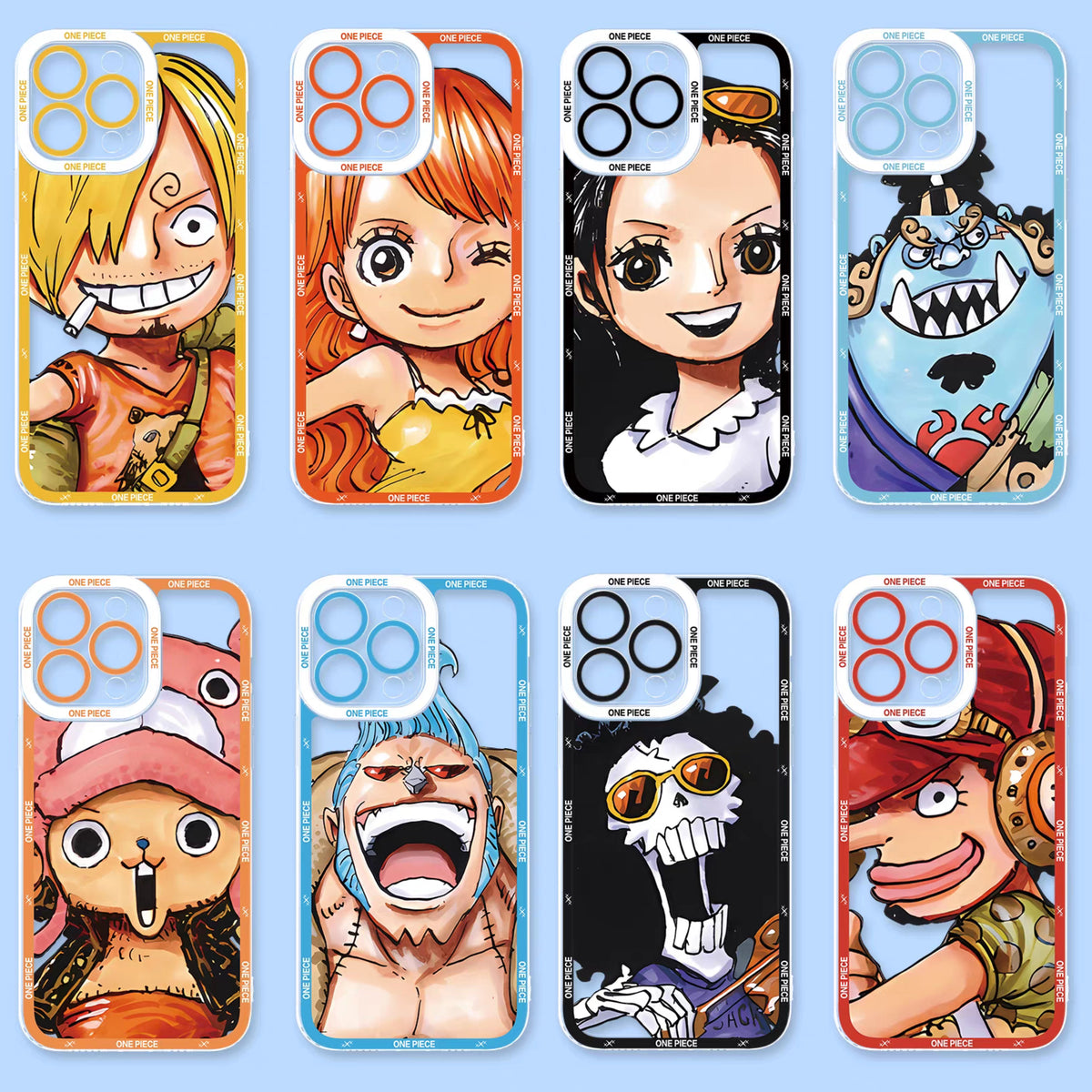 Japanese Anime One Piece Big Face Version Part1 | Sanji Nami Robin Jinbe Chopper Franky Brook Usopp 8 Styles - iPhone Case PLUS SE2 XS XR X 11 12 13 14 15 16 16e 17 17e Pro Promax 12mini 13mini