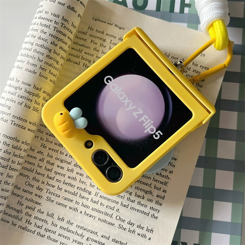 Korea Style Cute Style with Phone Stand | Elephant Bee Butterfly Ribbon - Phone Case Samsung Galaxy Z Flip 3 4 5 KawaiiGiftLand