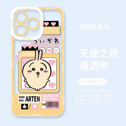 Japanese Cartoon Chiikawa | Yellow Love Support Usagi - iPhone Case 6 7 8 PLUS SE2 XS XR X 11 12 13 14 15 16 16e 17 Pro Promax 12mini 13mini