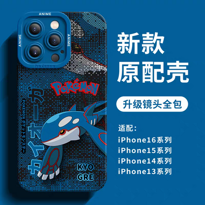 Japanese Cartoon Pokemon Silicone Case Digital Background Version | Kyogre - iPhone Case 6 7 8 PLUS SE2 XS XR X 11 12 13 14 15 16 16e 17 Pro Promax 12mini 13mini