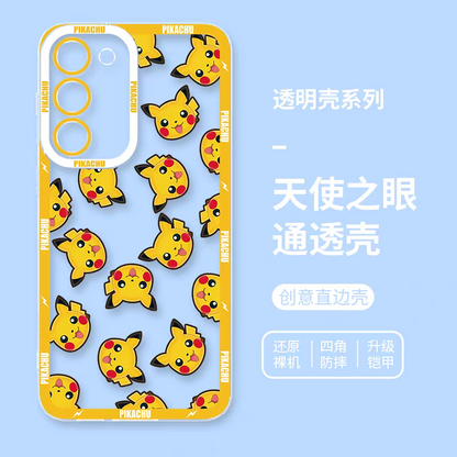 Japan Cartoon Pokemon Full Happy Face Verison | Pikachu - Phone Case Samsung Galaxy S25 S24 S23 S22 S21 FE Ultra Edge21 FE Ultra Edge