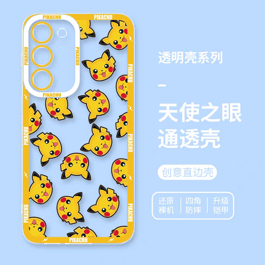 Japan Cartoon Pokemon Full Happy Face Verison | Pikachu - Phone Case Samsung Galaxy S25 S24 S23 S22 S21 FE Ultra Edge21 FE Ultra Edge