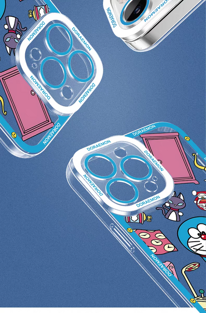 Japanese Cartoon Blue Robot Cat | Doraemon Painter - iPhone Case PLUS SE2 XS XR X 11 12 13 14 15 16 17 Pro Promax 12mini 13mini