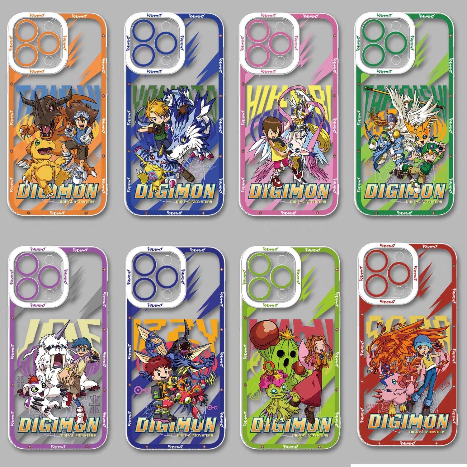 Japanese Cartoon Digimon Adventure Digital Monster Clean Case | 1st Generation 8 Characters with Digimon - iPhone Case PLUS SE2 XS XR X 11 12 13 14 15 16 16e 17 17e Pro Promax 12mini 13mini
