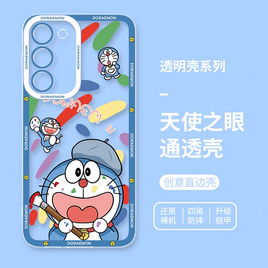 Japanese Cartoon Blue Robot Cat | Doraemon Painter - Phone Case Samsung Galaxy S25 S24 S23 S22 S21 FE Ultra Edge
