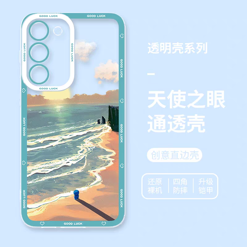 Japanese Cartoon Blue Robot Cat | Doraemon with Coastal - Phone Case Samsung Galaxy S25 S24 S23 S22 S21 FE Ultra Edge