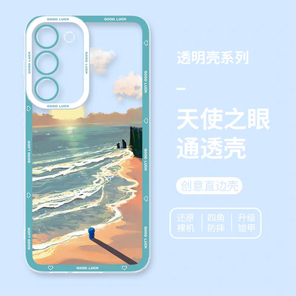 Japanese Cartoon Blue Robot Cat | Doraemon with Coastal - Phone Case Samsung Galaxy S25 S24 S23 S22 S21 FE Ultra Edge