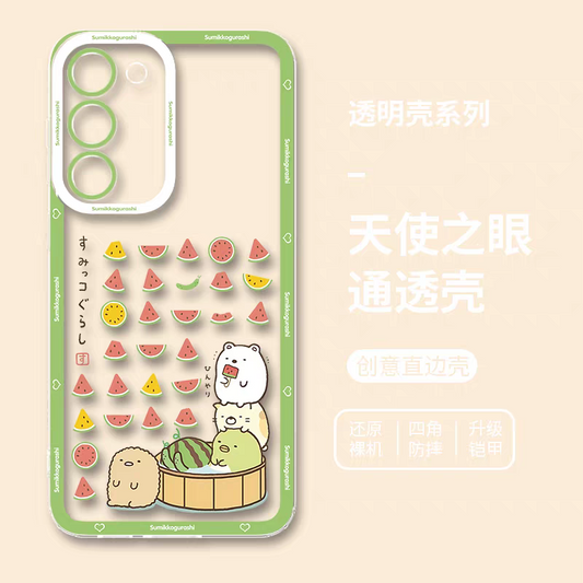 Japanese Cartoon Sumikko Gurashi | with Watermelon - Phone Case Samsung Galaxy S25 S24 S23 S22 S21 FE Ultra Edge