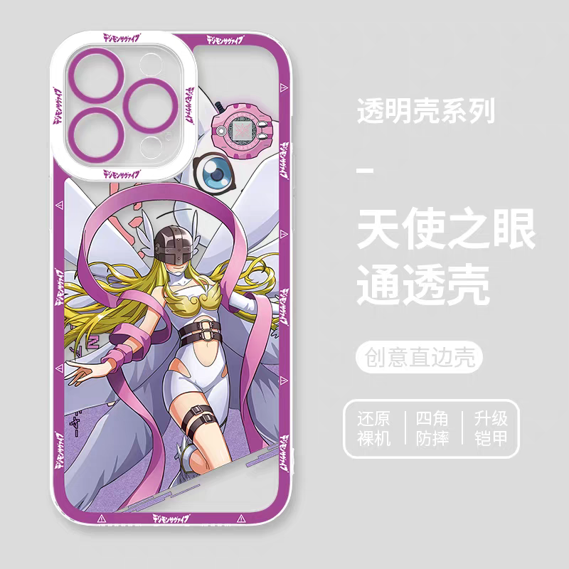 Japanese Cartoon Digimon Adventure Digital Monster Digivice Version | Angewomon - iPhone Case 6 7 8 PLUS SE2 XS XR X 11 12 13 14 15 16 16e 17 Pro Promax 12mini 13mini