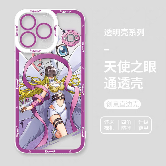 Japanese Cartoon Digimon Adventure Digital Monster Digivice Version | Angewomon - iPhone Case 6 7 8 PLUS SE2 XS XR X 11 12 13 14 15 16 16e 17 Pro Promax 12mini 13mini