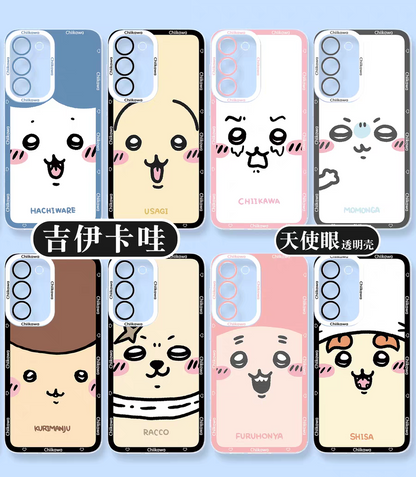 Japanese Cartoon Chiikawa Big Face | Chiikawa Hachiware Usagi Momonga Kurimanju Rakko Shisa Crab - Phone Case Samsung Galaxy S25 S24 S23 S22 S21 FE Ultra Edge