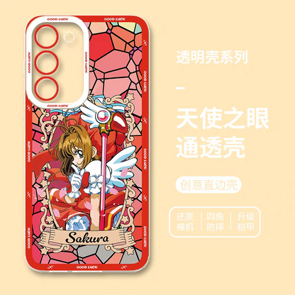 Japanese Cartoon CardCaptorSakura Glass Window | Red - Phone Case Samsung Galaxy S25 S24 S23 S22 S21 FE Ultra Edge21 FE Ultra Edge