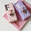 Cute Cartoon Case with Minnie Little Card Holder | Mouse Pink & Purple  - Phone Case Samsung Galaxy S24 S23 S22 S21 Ultra