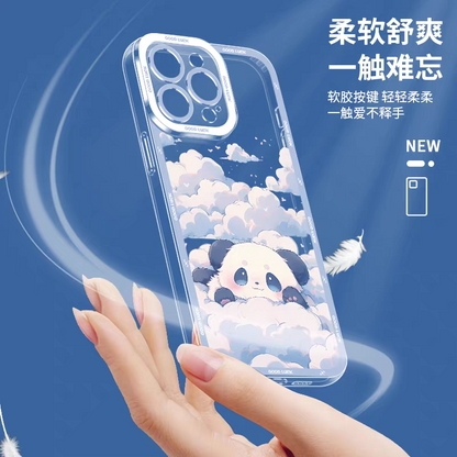 Japan Style Water Paint Cute Animal Style | Panda 5 Styles - iPhone Case PLUS SE2 XS XR X 11 12 13 14 15 16 16e 17 17e Pro Promax 12mini 13mini