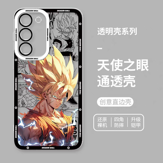Japanese Anime Dragon Ball | Goku Super Saiyan 2 with Comic - Phone Case Samsung Galaxy S25 S24 S23 S22 S21 FE Ultra