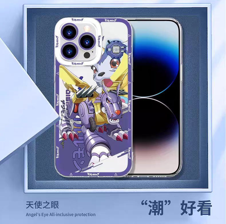 Japanese Cartoon Digimon Adventure Digital Monster Digivice Version | Metal Greymon - iPhone Case 6 7 8 PLUS SE2 XS XR X 11 12 13 14 15 16 16e 17 Pro Promax 12mini 13mini
